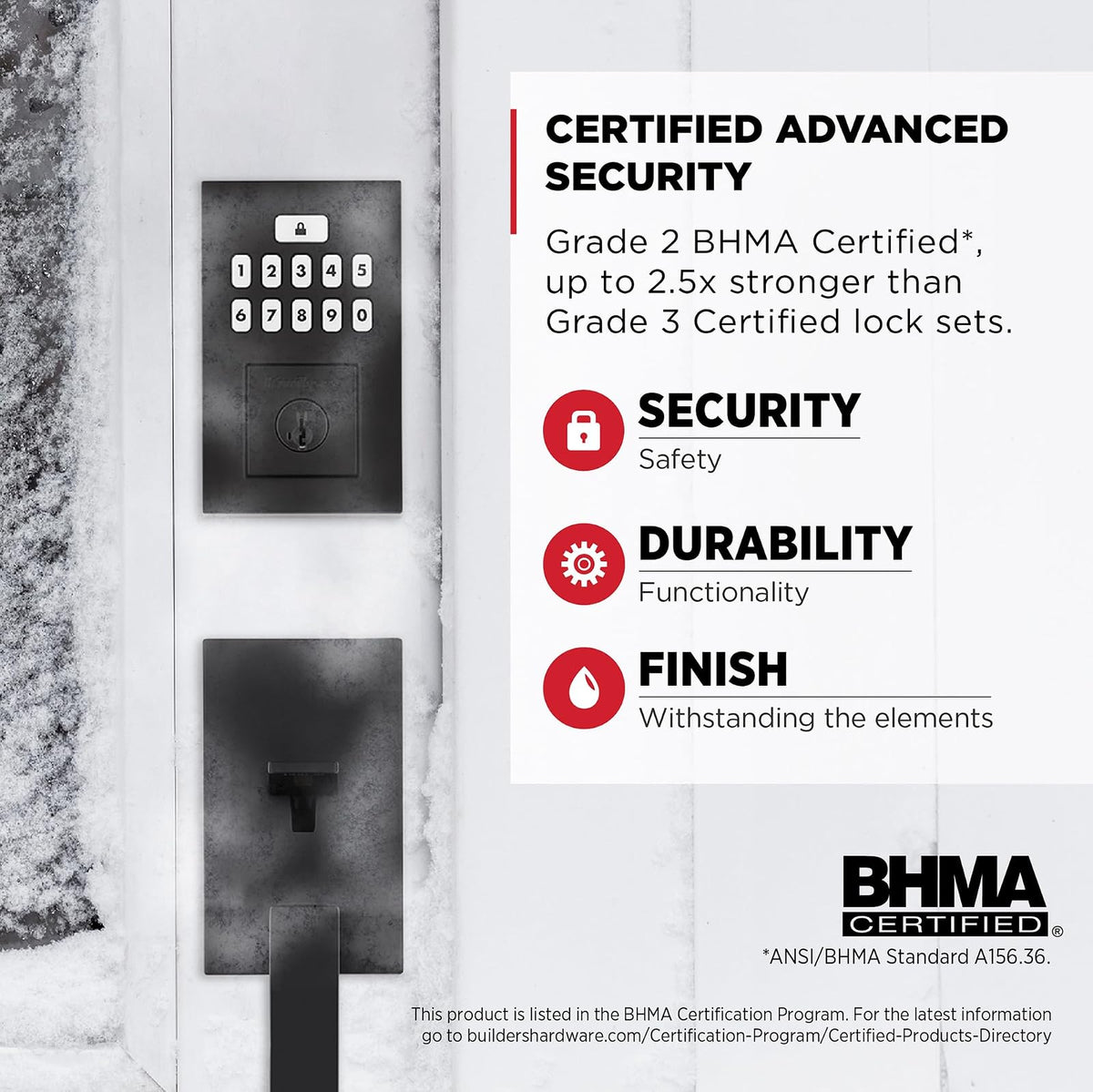 Kwikset SmartCode 260 - Cerradura de puerta con bloqueo automático, códigos de usuario personalizados, seguridad avanzada en negro mate contemporáneo