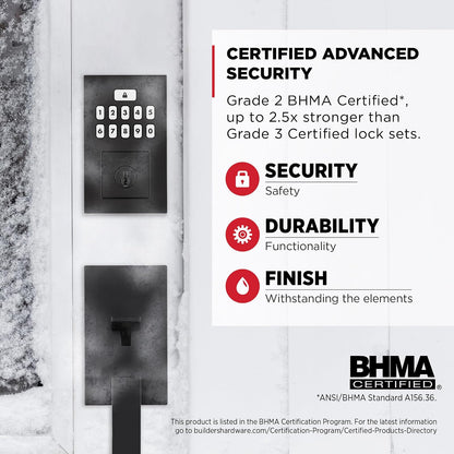Kwikset SmartCode 260 - Cerradura de puerta con bloqueo automático, códigos de usuario personalizados, seguridad avanzada en negro mate contemporáneo