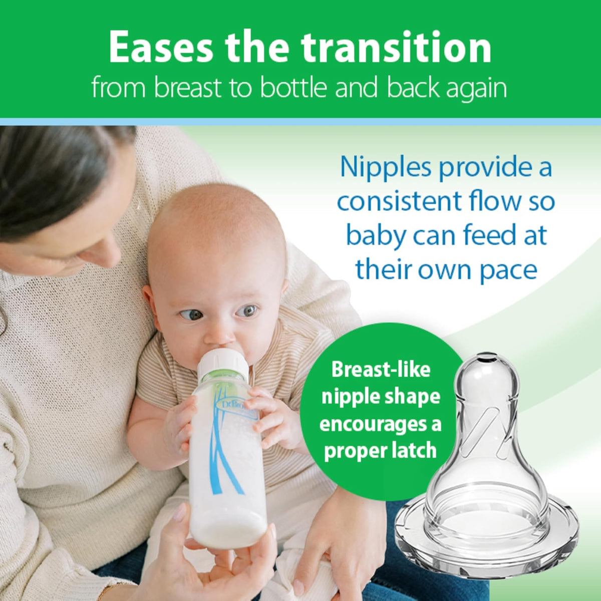Dr. Brown's Natural Flow Options Plus Narrow Glass Baby Bottle, 8 Ounce