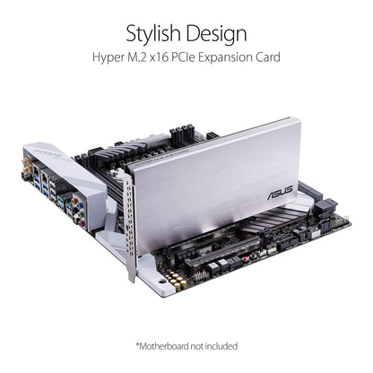 ASUS Hyper M.2 X16 PCIe 4.0 X4 - Tarjeta de expansión Compatible con 4 NVMe M.2 (2242/2260/2280/22110) hasta 256 Gbps para AMD 3rd Ryzen sTRX40, AM4 Socket e Intel VROC NVMe Raid