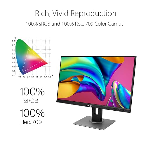 Asus Monitor ProArt 27" PA278QV, WQHD (100% sRGB, IPS, DisplayPort, HDMI, DVI-D, Mini DP, Verificado por Calman, Eye Care, pivote de inclinación, Altura Ajustable)