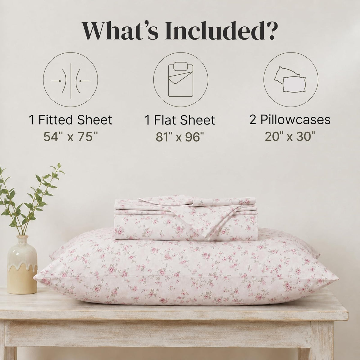 Modern Threads - Sábanas de Microfibra Suave y Sedosa sin Arrugas, lujosas sábanas de Microfibra Incluye sábana encimera, sábana Bajera con Bolsillos Profundos y Fundas de Almohada de Color Rosa