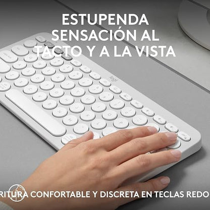 Logitech Pebble Keys 2 K380s, Teclado Bluetooth multidispositivo, accesos directos, estilizado y Portable, Easy-Switch, Windows, macOS, iPadOS, Android, ChromeOS - Blanco