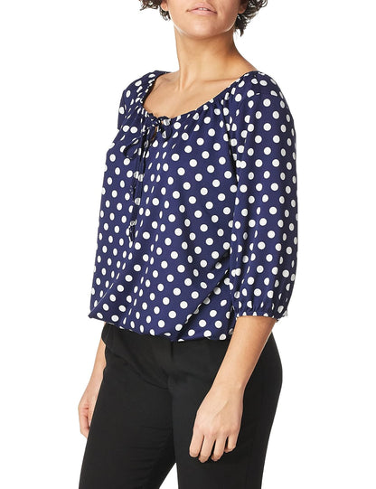 Star Vixen Top Campesino con Mangas Codos para Mujer con Lazo de Ojo de Cerradura