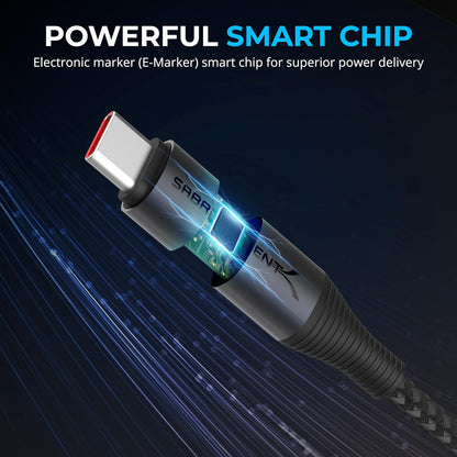 SABRENT Cable de carga USB C a USB C con visualización inteligente, 1 M/3.3 pies de largo, chip de marcador electrónico, carga de 100 W y velocidades de transferencia de datos de 480 Mbps, para