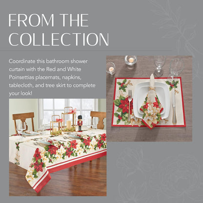 Elrene Home Fashions Cortina de Ducha de Tela de Pascua roja y Blanca de Navidad, 70 x 72 Pulgadas