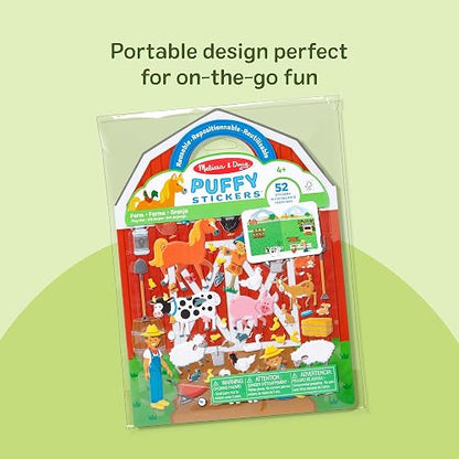 Melissa & Doug En la Granja: Set Autoadhesivos Esponjosos, Libros de Actividades, Juego de Pegatinas Esponjosas Reutilizables, Fondo de Doble Lado, 52 Pegatinas