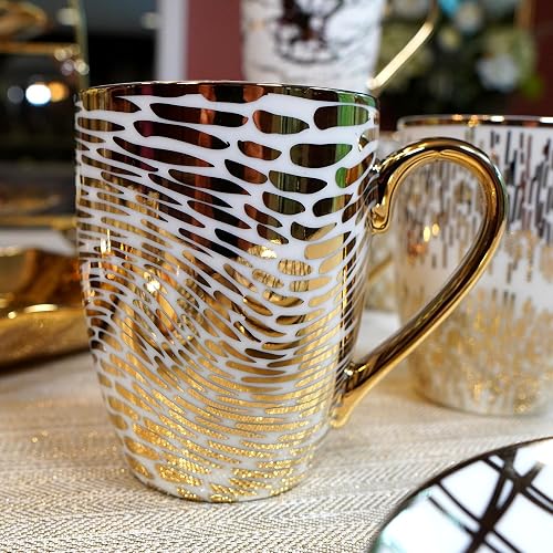 Certified International 26540SET6 Matrix 16 oz tazas chapadas en oro, juego de 6, 5 pulgadas x 3.2 pulgadas x 4.5 pulgadas, multicolor