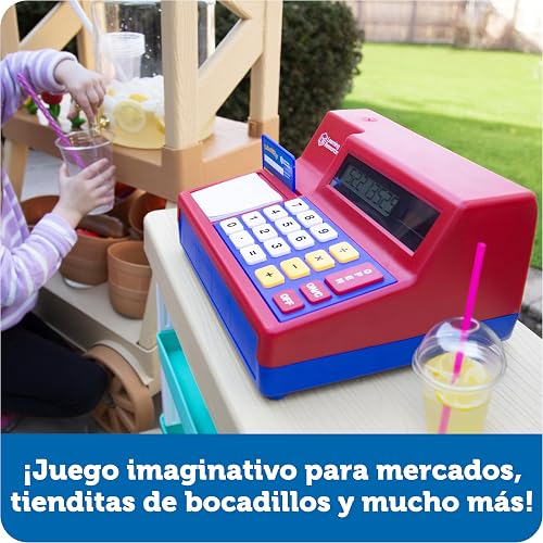 Learning Resources Pretend & Play Caja Registradora con Calculadora - 73 Piezas, Edades 3+ años, Juegos de Imitacion, Caja registradora de Juguete, Juguetes didácticos, Dinero de Juguete