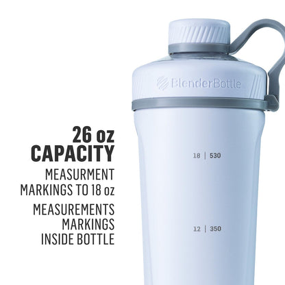 BlenderBottle Radian de acero inoxidable | Botella de agua | Botella mezcladora de batidos de proteínas | con batidor Blenderball | libre de BPA |Blanco - 770ml