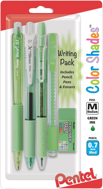 Pentel Color Shades Paquete de Escritura, Azul Cielo - Verde lima (Lime Green)