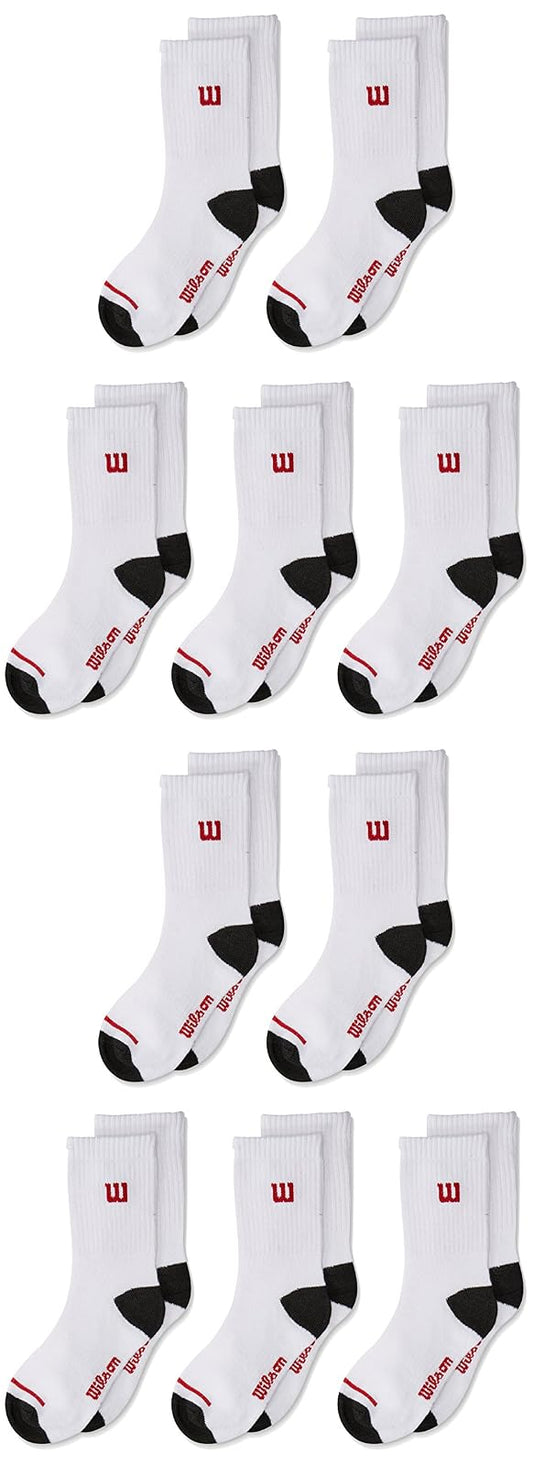 Wilson 10 Piezas Calceta para Niños, color Blanco/Negro, Talla MD (19-22 CM), 8810