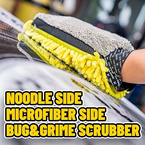 Chemical Guys Manopla de Lavado de Microfibra Premium de Tres direcciones, Ideal para Automóviles, Camiones, todoterrenos, vehículos recreativos y más, Amarillo