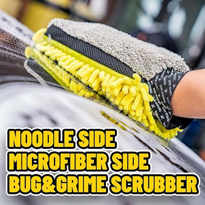 Chemical Guys Manopla de Lavado de Microfibra Premium de Tres direcciones, Ideal para Automóviles, Camiones, todoterrenos, vehículos recreativos y más, Amarillo