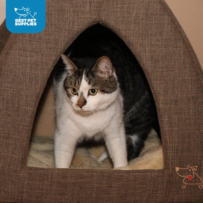 Best Pet Supplies - Cama blanda para perros y gatos para mascotas, de lino marrón extragrande