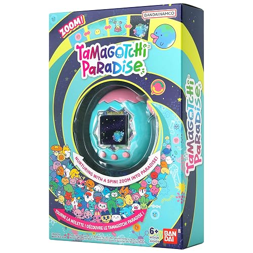 TAMAGOTCHI Paradise Bosque de Jade, Mascota Electrónica Virtual a Color con Zoom Interactivo, Conectividad Entre Dispositivos, Juguete Bandai para Niños