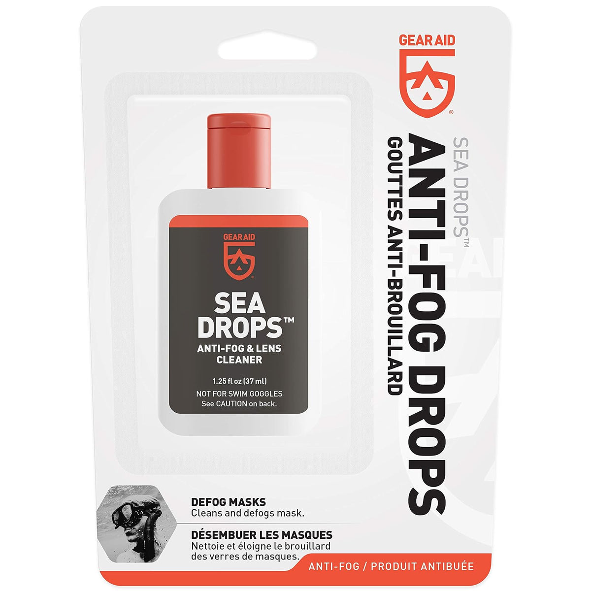 GEAR AID Sea Drops Anti-Niebla y Limpiador para máscaras de Buceo y esnórquel, 1.2 onzas líquidas