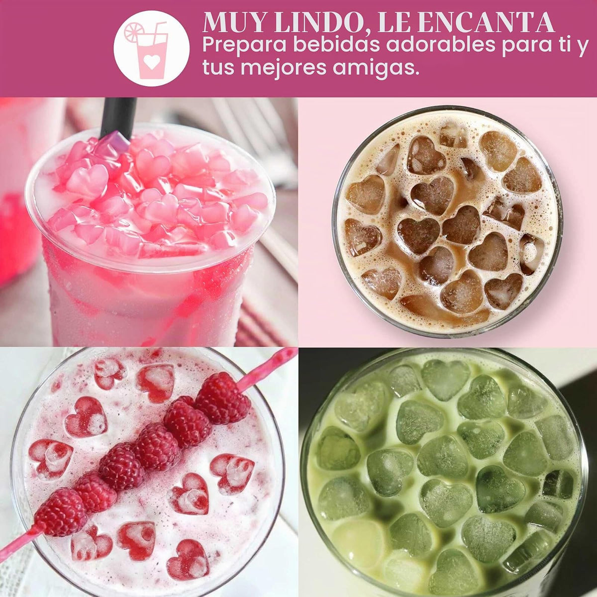 Paris Hilton - Juego de mini bandejas para cubitos de hielo en forma de corazón, incluye 3 moldes para cubitos de hielo, contenedor de almacenamiento para cubitos de hielo con tapa y cuchara de hielo