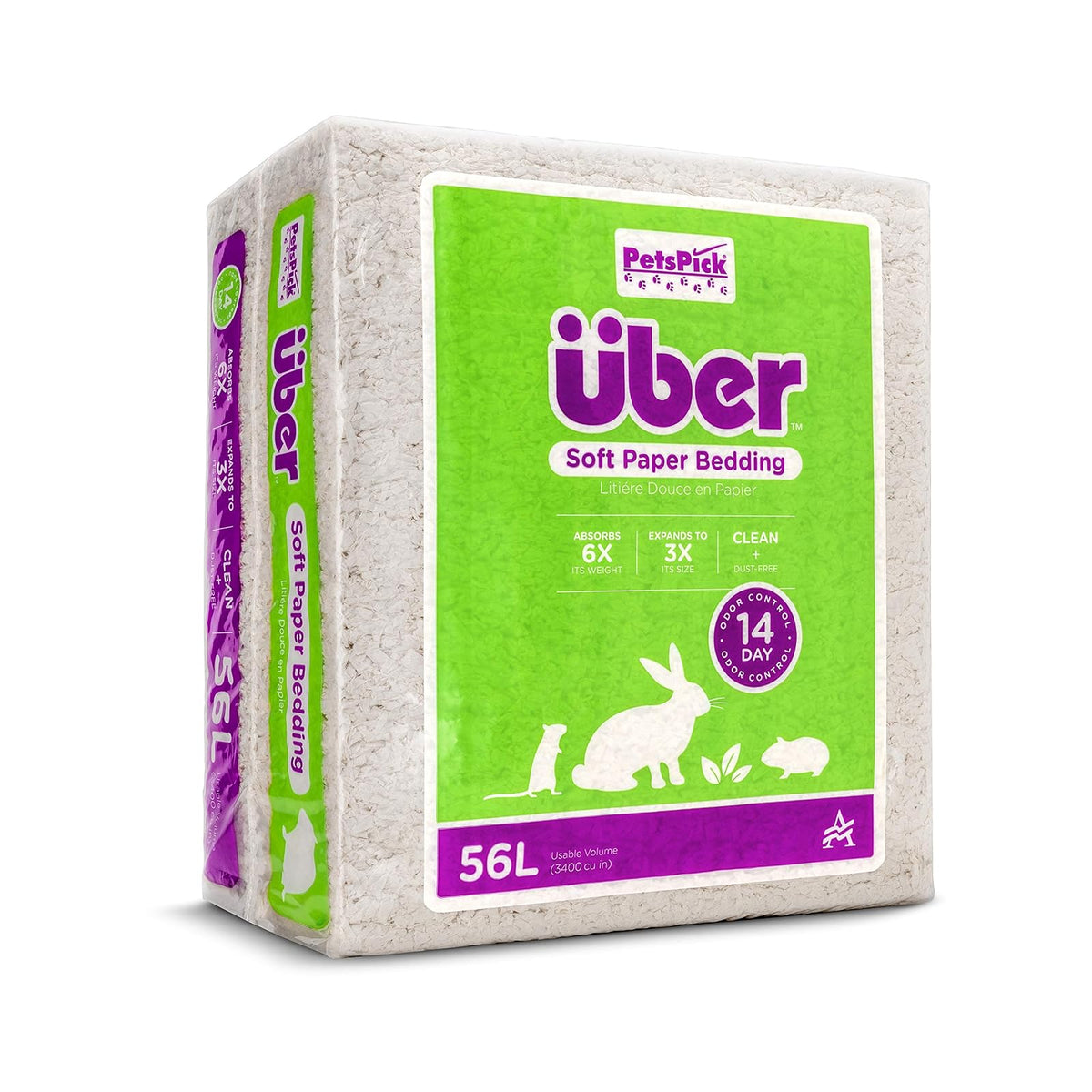 Über Ropa de Cama de Papel Suave para Animales Pequeños - 56 l - Blanco