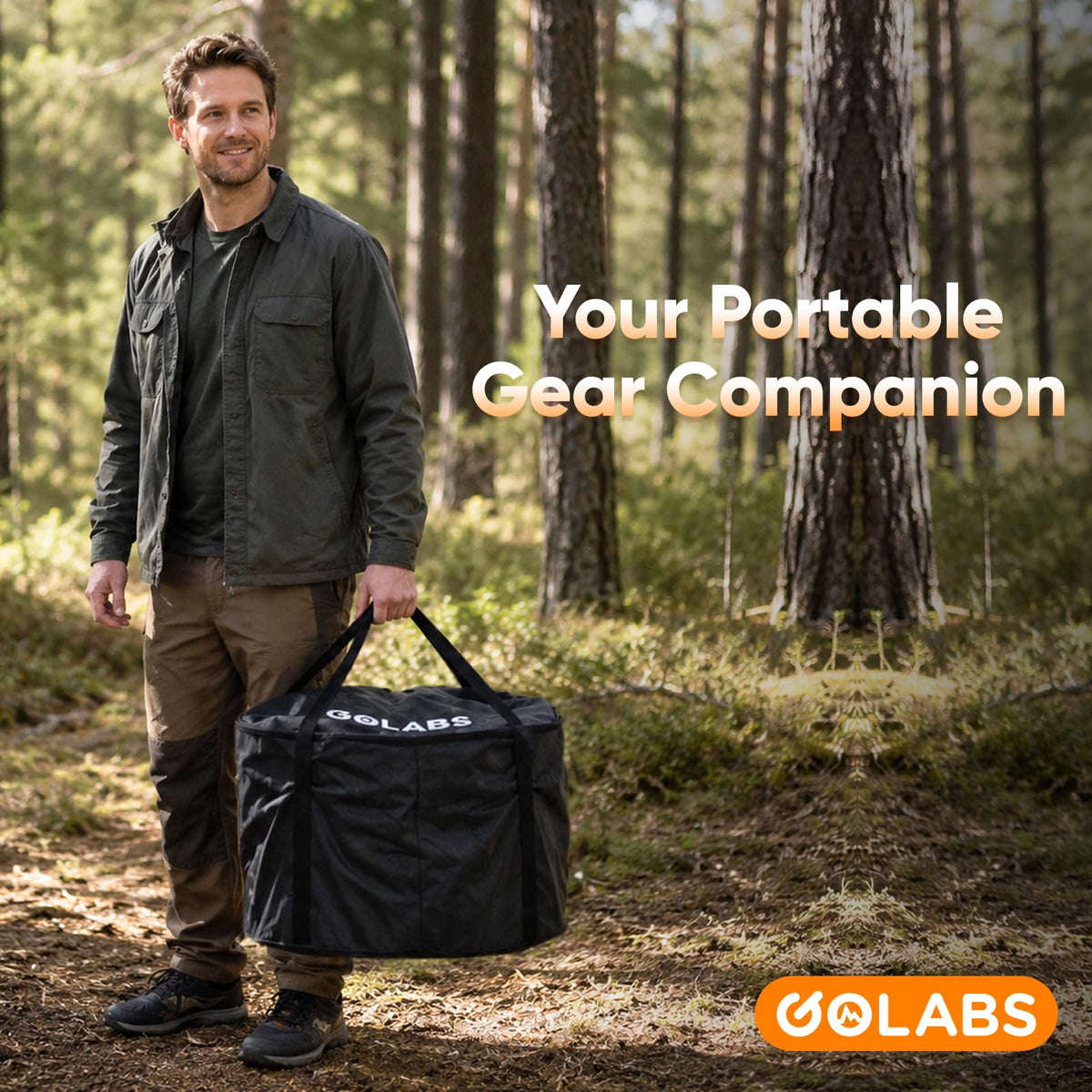 Golabs - Chimenea sin Humo de 19.5 Pulgadas, portátil con asa, Chimenea de Acero Inoxidable para Exteriores con Bandeja de Ceniza extraíble y póker de Fuego, fácil de Limpiar, calefacción eficiente y