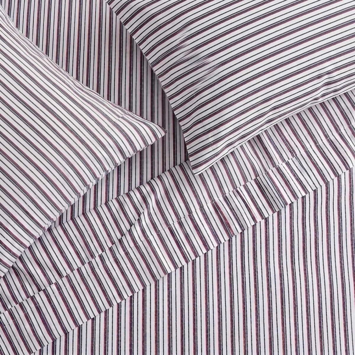 Nautica - Juego de sábanas de algodón percal para Cama Individual o Individual XL, con Funda de Almohada a Juego, crujiente y Fresco, Totalmente elástico, Esenciales para recámara (Avery Stripe Navy)