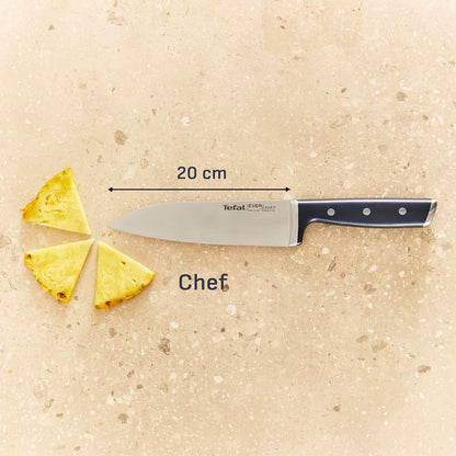 T-fal Cuchillo de Cocina Chef de 16.5cm, Incluye Bloque con Afilador incluido, Siempre afilado,Hoja de Acero Inoxidable, Color Negro, Eversharp Pro, K297S244