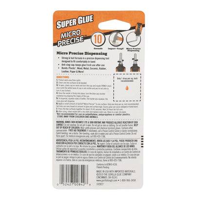 Gorilla Micro Precise Super Glue Gel, 5.5 gramos, transparente, (paquete de 2)