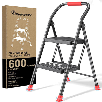 Taburete Plegable Plegable para el hogar, Adultos, Cocina, 2 Extensiones de escalón, Alta Resistente con pasamanos, Escalera de Escalera, Escalera Extensible para Interiores y Casas de 600 Libras