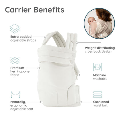 Infantino Honey Blossom Portabebés ergonómico, soporte de posición "M" saludable para la cadera, asiento deslizante ajustable, correas acolchadas cruzadas, 7-40 libras, floración de vainilla