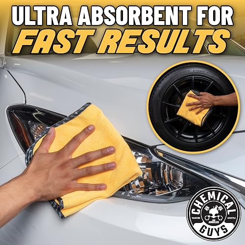 Chemical Guys Toallas de Microfibra Premium de Calidad Profesional, Doradas (16" x 16") (Paquete de 12) - Seguras para Lavar Automóviles, Limpiar el hogar y secar Mascotas