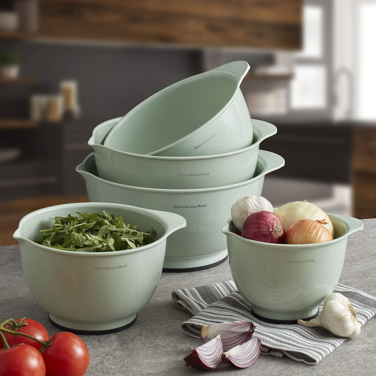 KitchenAid - Cuencos para mezclar, Pistacho, Set de 5, 1