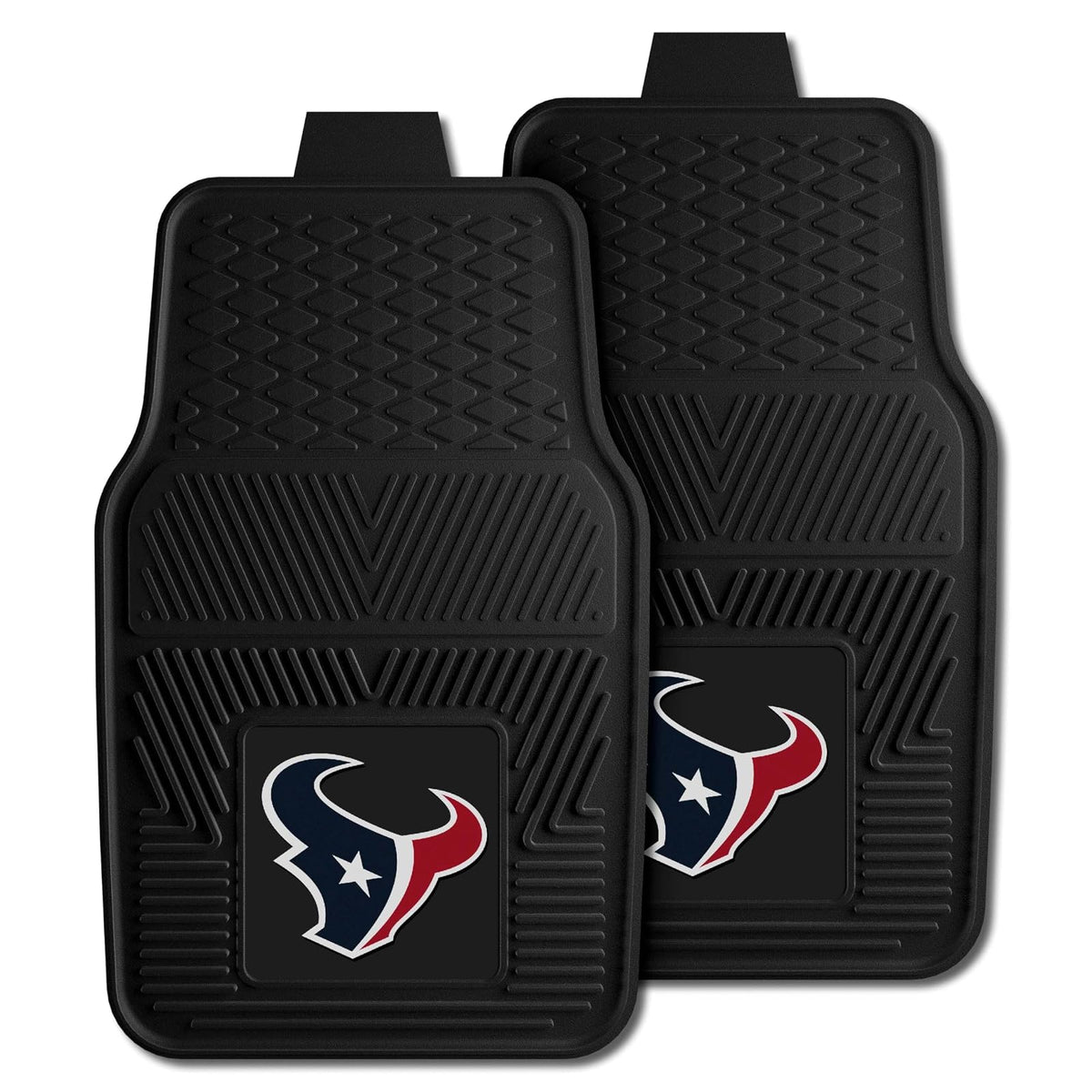 FANMATS 8993 Houston Texans - Juego de 2 Alfombrillas de Vinilo Resistentes para Automóvil, Alfombrillas de Fila Delantera, protección para Todo Tipo de Clima, Ajuste Universal, diseño de resevorio