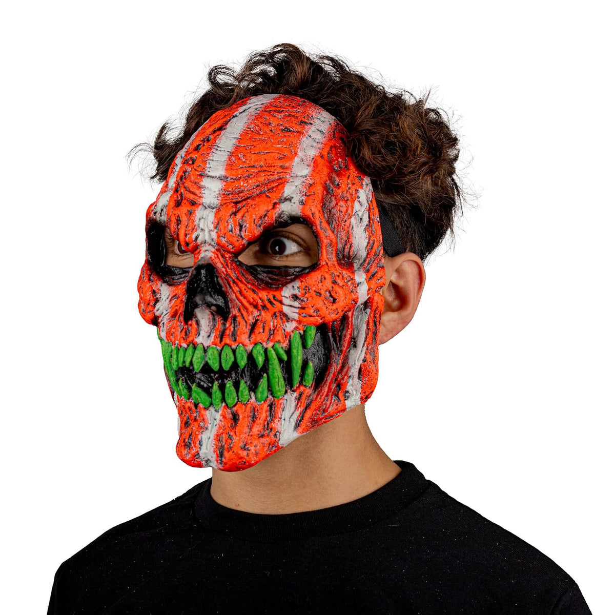 Ghoulish Productions Máscara De Látex Skull fangs Orange Monster Urban Mask Efecto Neón Calavera Creepy, Disfraz Aterrador para Halloween y Fiestas Temáticas, Cosplay, Diseño Artesanal Face Mask
