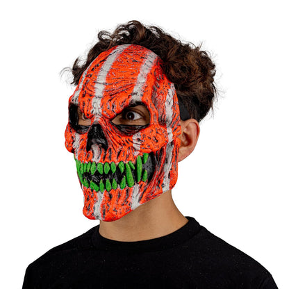 Ghoulish Productions Máscara De Látex Skull fangs Orange Monster Urban Mask Efecto Neón Calavera Creepy, Disfraz Aterrador para Halloween y Fiestas Temáticas, Cosplay, Diseño Artesanal Face Mask