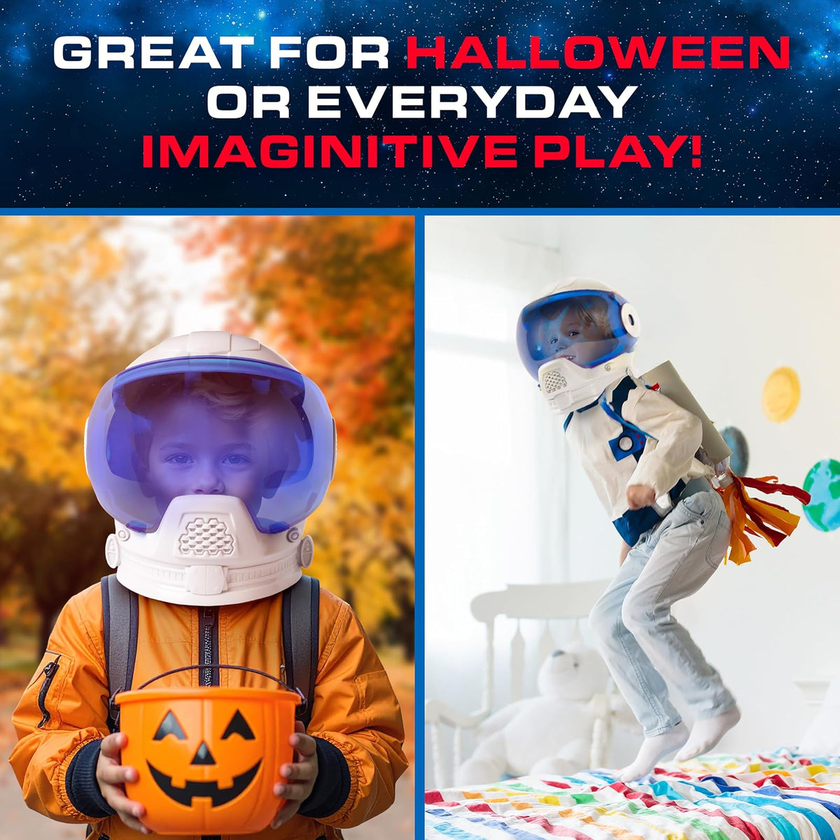 Casco de astronauta de la NASA de mármol azul, accesorio de disfraz de Halloween, casco espacial portátil para disfraz de astronauta para niños, hoja adhesiva, accesorio de Halloween para niños y