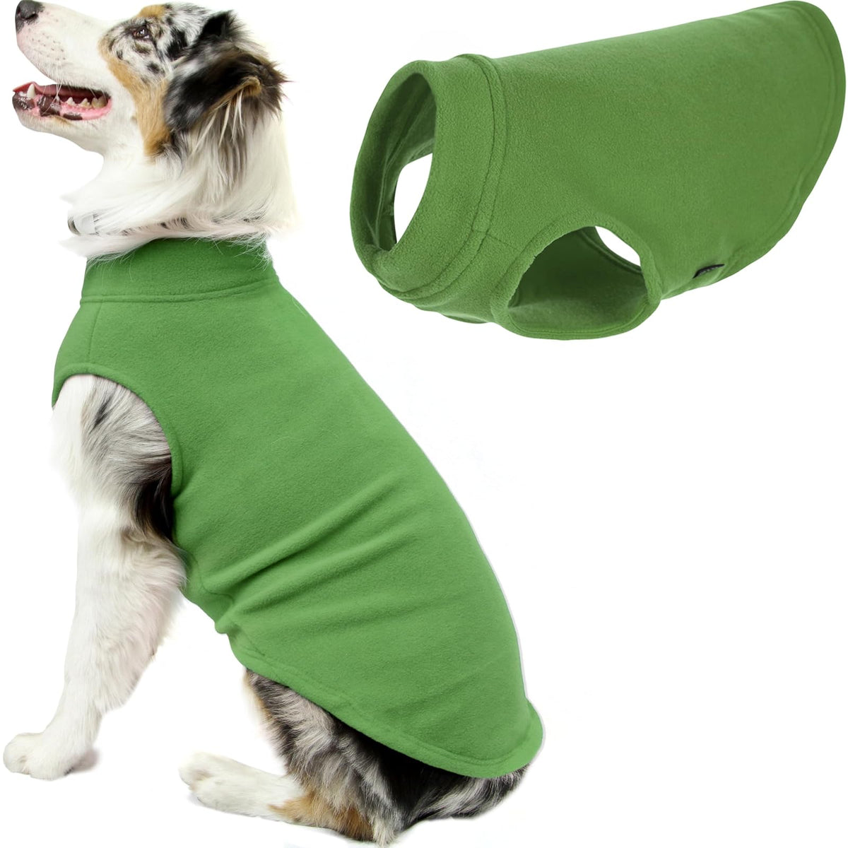 Gooby Chaleco de Forro Polar Elástico para Perro, Clima Frío - Pasto verde - 4X-Large Length (22.5")