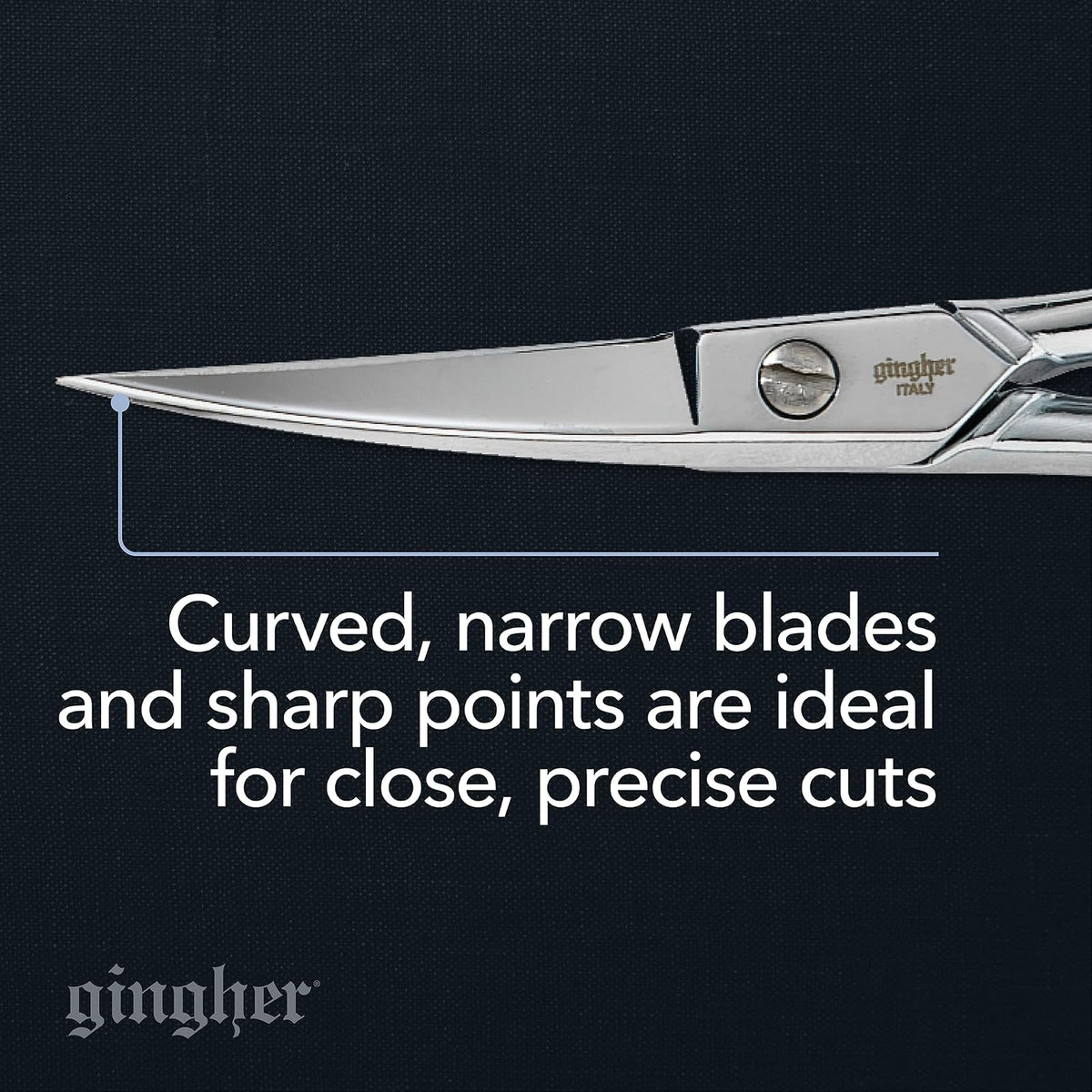 Gingher 4 Inch Curved Embroidery Scissors (01-005273) | Cortes precisos a través de costura y tela, tijeras de acero forjado afiladas, diseño ambidiestro, funda de piel
