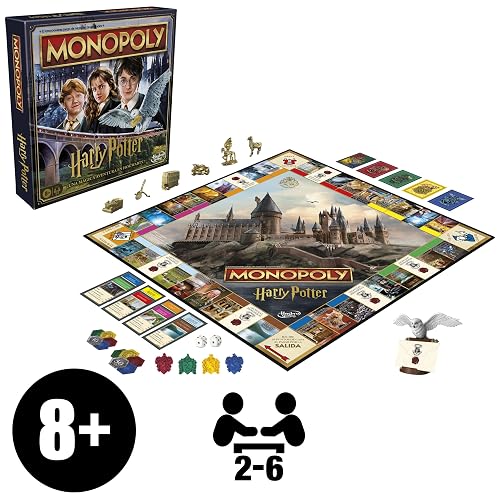 Monopoly Hasbro Gaming Harry Potter - Juego de Mesa ambientado en Hogwarts para 2 a 6 Jugadores a Partir de 8 años