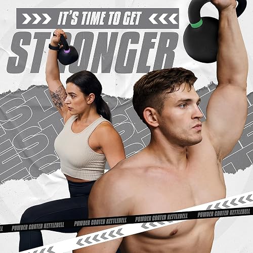 Yes4All Pesas Rusas para Ejercicio de Hierro Fundido con Revestimiento en Polvo,10-40 Lb Pesa Rusa, 4 6 8 10 12 14 16 18 Kgs Kettlebell en casa y Entrenamiento de Fuerza