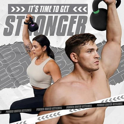 Yes4All Pesas Rusas para Ejercicio de Hierro Fundido con Revestimiento en Polvo,10-40 Lb Pesa Rusa, 4 6 8 10 12 14 16 18 Kgs Kettlebell en casa y Entrenamiento de Fuerza