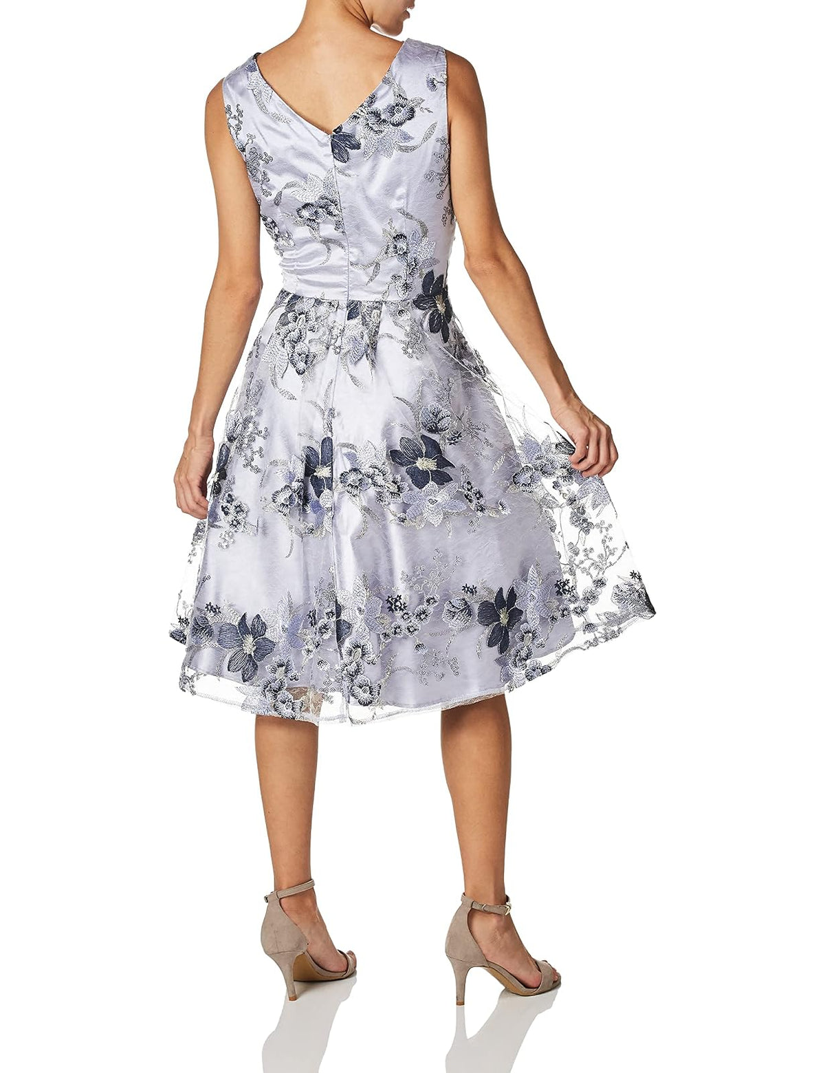 Tahari ASL Women's Ballet Neck Fit and Flare Pleated Dress