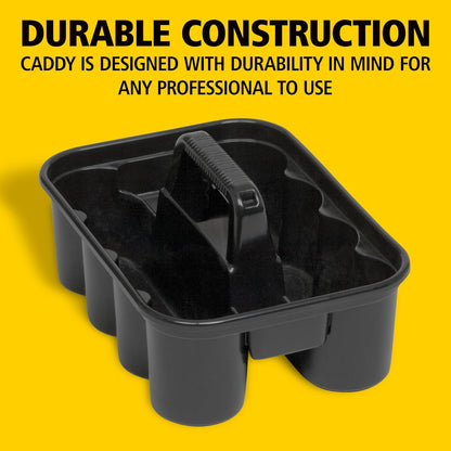 Rubbermaid Commercial Products – Caddy Porta Botellas y Herramientas para Carros de Limpieza, Organizador de Productos de Limpieza, Negro FG315488BLA
