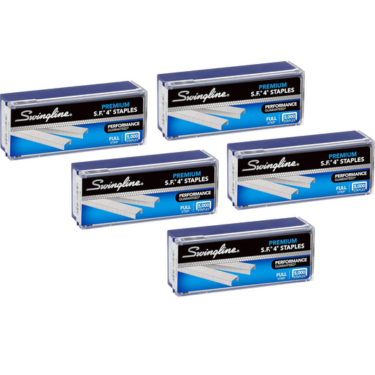 Grapas Swingline, S.F. 4, Premium, 1/4 pulgadas de longitud, 210/tira, 5000/caja, 5 unidades (35481)