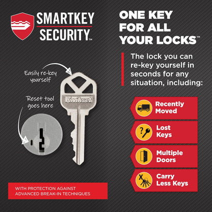 Kwikset - Cerradura de cerrojo del centro de la ciudad, puerta de entrada frontal cuadrada de bronce veneciano, seguridad SmartKey Rekey resistente a la selección, tornillo muerto de un solo cilindro,