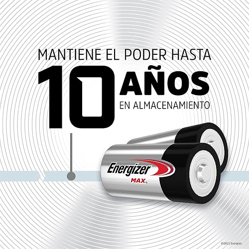 Energizer - Pilas Alcalinas C, MAX, 1.5V, Paquete de 2 | Vida útil hasta 10 años sin uso, para radios, linternas y juguetes tamaño C, diseño anti-fugas