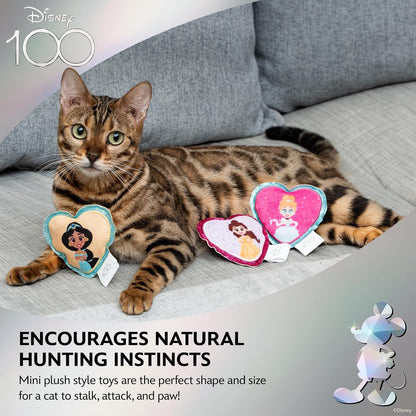 Disney for Pets - Juguetes de Princesa para Gatos de 3 Piezas con zacate gatera y Arruga, 4 Pulgadas | Juguetes y crujientes para Gatos | Juguetes de Peluche de zacate gatera para Gatos