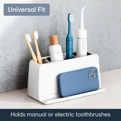 YouCopia The Ledge - Soporte para Cepillo para Polvo de Dientes, 3 Ranuras, Organizador de Cambiador de baño con Ranuras para Cables, Base extraíble y Almacenamiento para teléfonos, Pasta Dental y