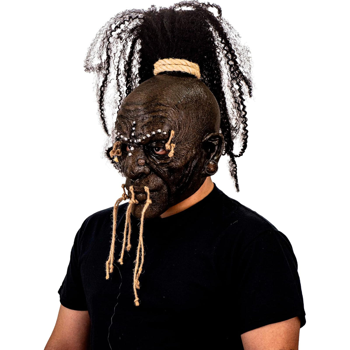 Ghoulish Productions Máscara De Látex Shuar Chieftain, Accesorio Látex Cosplay Jefe Voodoo, Disfraz Aterrador para Halloween y Fiestas Temáticas, Cosplay Magia Vudú, Diseño Artesanal