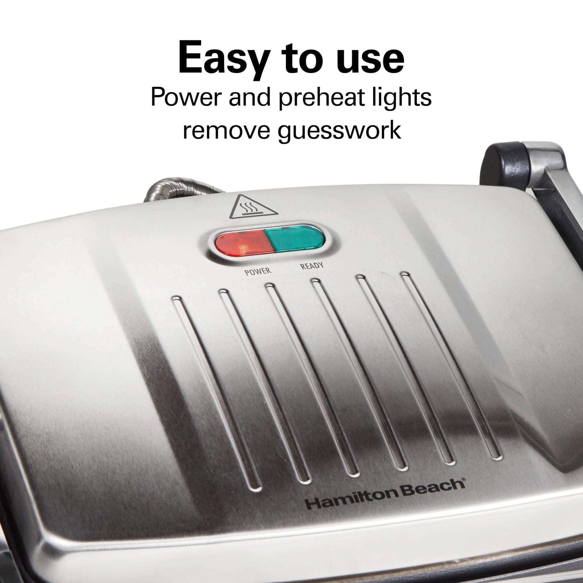 Hamilton Beach (25410) Panini Press, Sandwich Maker & Grill, Electric, 95Cooking Surface, Stainless Steel