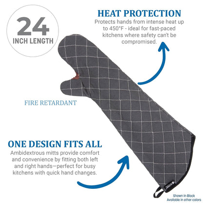 San Jamar 800FG24 BestGuard - Guantes comerciales de protección contra el Calor de hasta 500 °F (par), 24 Pulgadas de Longitud, Bronceado, 1 Unidad (Paquete de 1)
